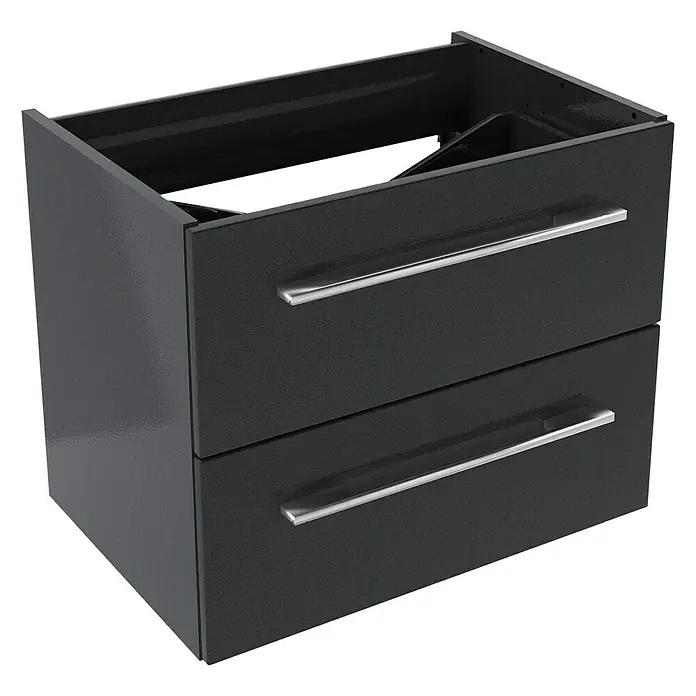 Camargue Stella Waschtischunterschrank - 59,2 x 40,8 x 49 cm, 2 Schubkästen, Mit Beleuchtung, Grafit - Linke Seitenansicht
