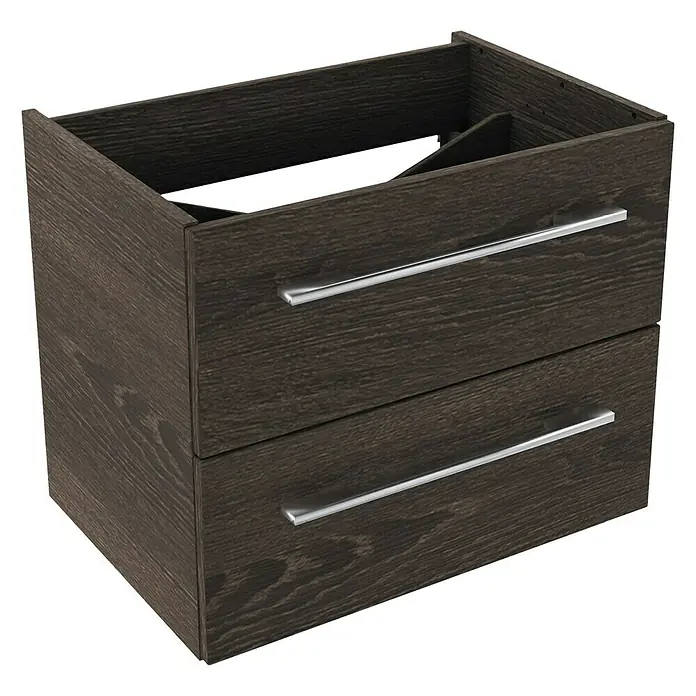 Camargue Stella Waschtischunterschrank - 59,2 x 40,8 x 49 cm, 2 Schubkästen, Mit Beleuchtung, Eiche Maron - Linke Seitenansicht