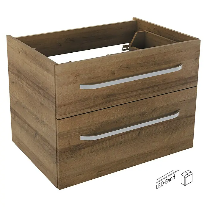 Camargue Star Waschtischunterschrank - 69,4 x 48,9 x 51,8 cm, Mit Beleuchtung, Berg Eiche, Matt - Linke Seitenansicht