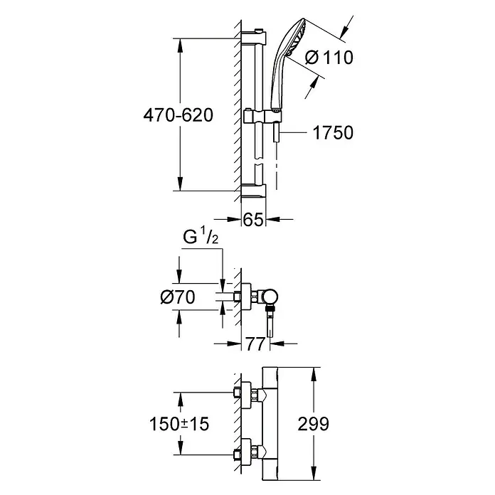 Grohe Conjunto de ducha Precision Joy - Número de funciones: 1 ud., Cromo