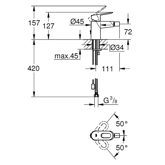 Grohe Start Loop Grifo monomando de bidé - Cromo, Brillante