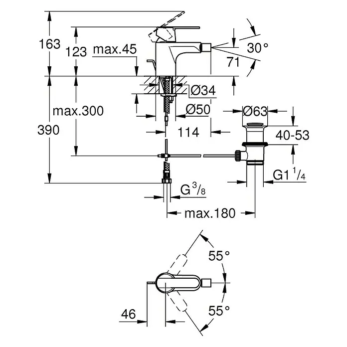 Grohe Get Grifo monomando de bidé - Cromo, Brillante