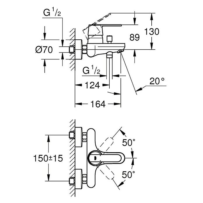 Grohe Get Grifo monomando de bañera - Cromo, Brillante