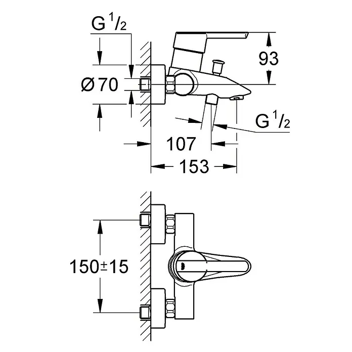Grohe Feel Grifo monomando de bañera - Cromo, Brillante