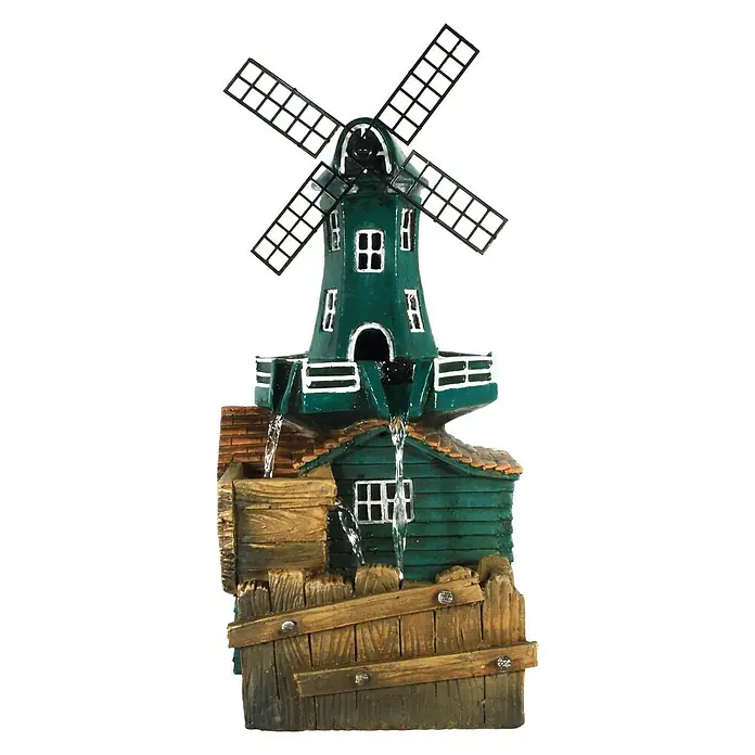 Ubbink AcquaArte Staande pomp Molen - 19,5 x 22 x 48 cm, Groen, Bruin, Grijsbruin - Vooraanzicht