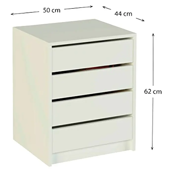 Cajonera K-9463 - L x An x Al: 44 x 50 x 61,4 cm, Blanco, Número de cajones: 4 ud.