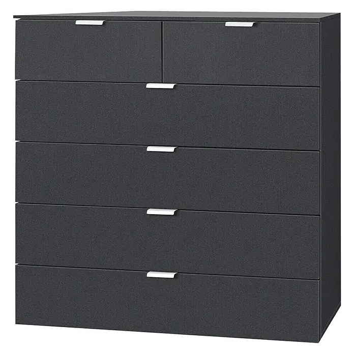 Express Möbel Kommode Carina - L x B x H: 42 x 100 x 100 cm, Schwarz, Anzahl Schubladen: 6 Stk. - Rechte Seitenansicht