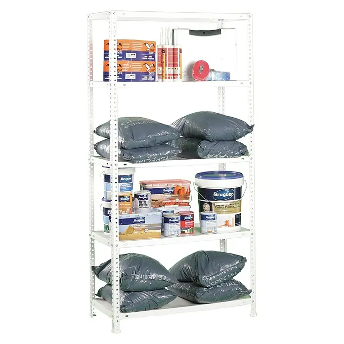 Simonrack Comfort Metallregal Comfort Plus - L x B x H: 40 x 100 x 200 cm, Traglast: 100 kg/Boden, Anzahl Böden: 5 Stk., Schrauben, Weiß - Ansicht von oben