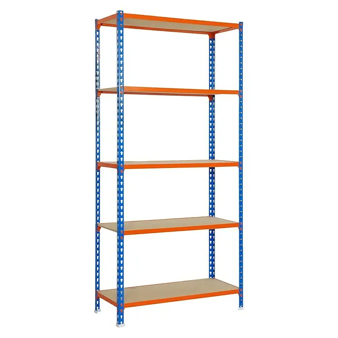 Simonrack Maderclick Metallregal Maderclick Super Plus - L x B x H: 50 x 110 x 200 cm, Traglast: 150 kg/Boden, Anzahl Böden: 5 Stk., Stecken, Blau/Orange - Ansicht von oben