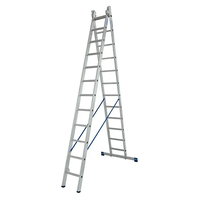 Krause Stabilo Sprossen-Mehrzweckleiter - Arbeitshöhe: 6,85 m, 2 x 12 Sprossen, Aluminium - Linke Seitenansicht