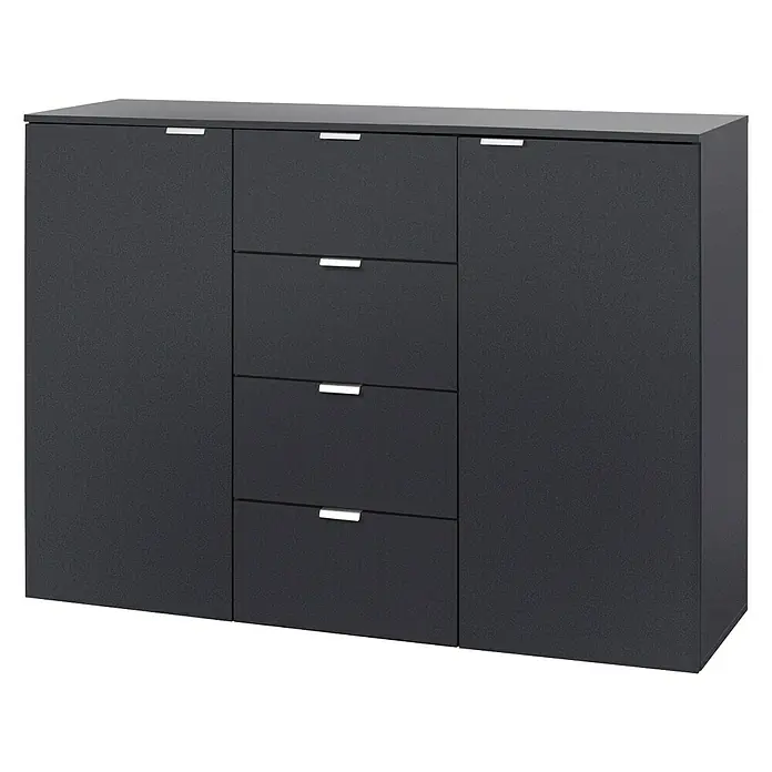 Express Möbel Sideboard Carina - L x B x H: 42 x 140 x 80 cm, Graphit, Anzahl Schubladen: 4 Stk., Mit 2 Türen - Rechte Seitenansicht