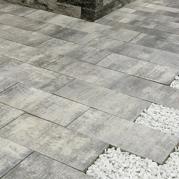EHL Terrassenplatte Protect - Weiß/Anthrazit nuanciert, 60 x 30 x 5 cm, Beton - Linke Seitenansicht