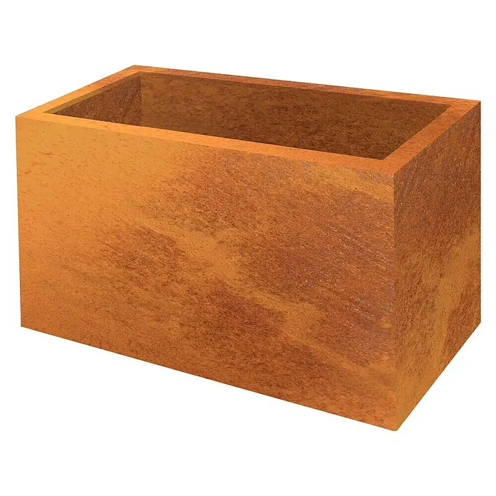Palatino Exlusive Line Pflanzkübel eckig Lotte - 80 x 40 x 50 cm, Cortenstahl, Rotbraun - Linke Seitenansicht