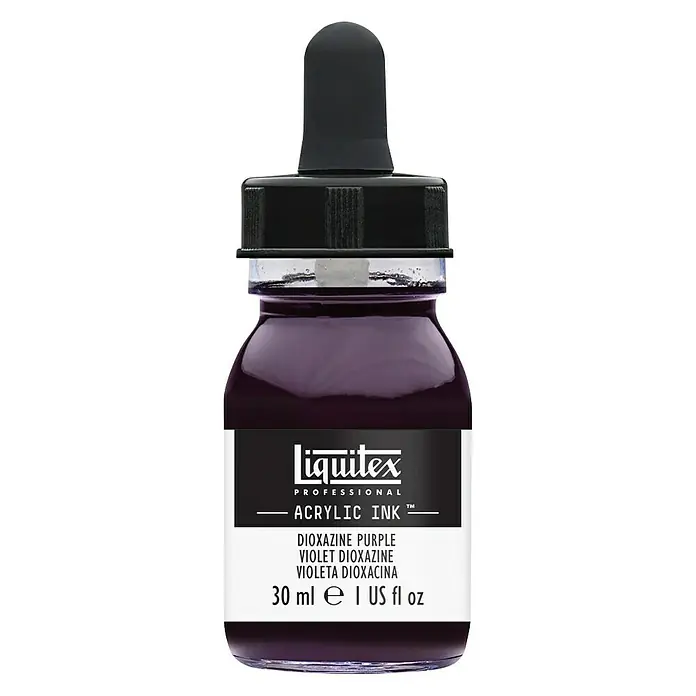 Liquitex Professional Zeichentinte - Dioxazinpurpur, 30 ml, Flasche mit Tropfpipette - Vorderansicht