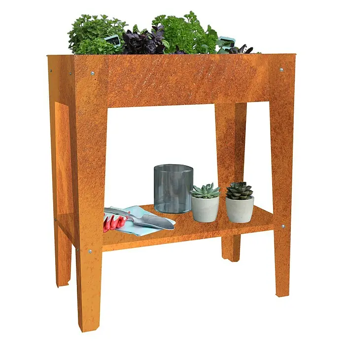 Palatino Exlusive Line Hochbeet - 70 x 40 x 80 cm, Cortenstahl, Rostpatina - Linke Seitenansicht