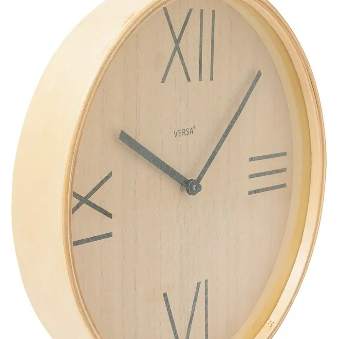 Reloj de pared redondo madera - Marrón, Diámetro: 30 cm