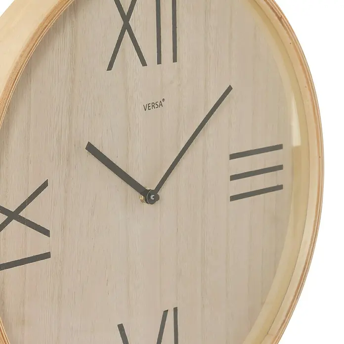 Reloj de pared redondo madera - Marrón, Diámetro: 40 cm