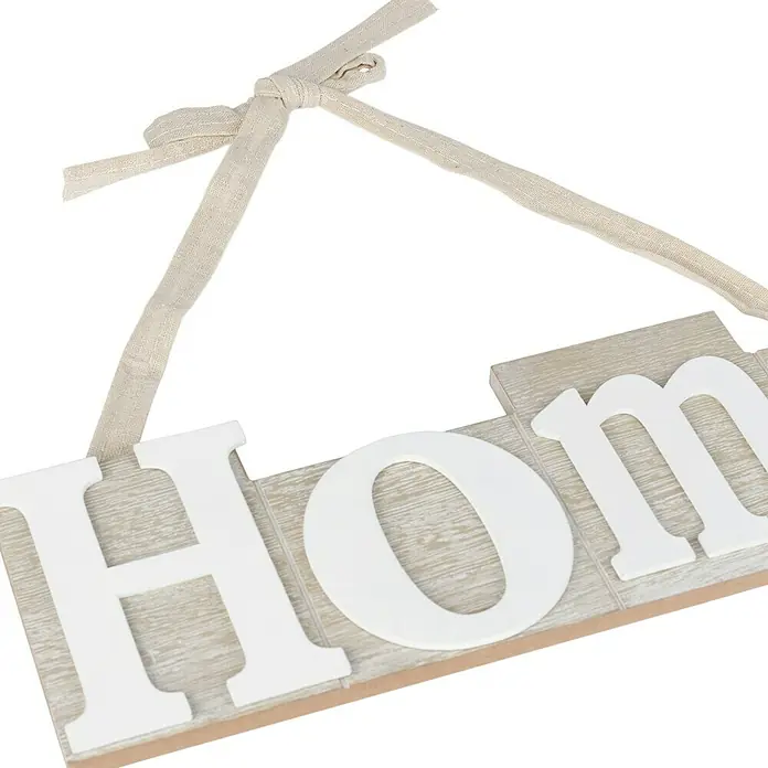 Letra Colgante Home marrón y blanco - 35,8 x 1,2 cm, Madera