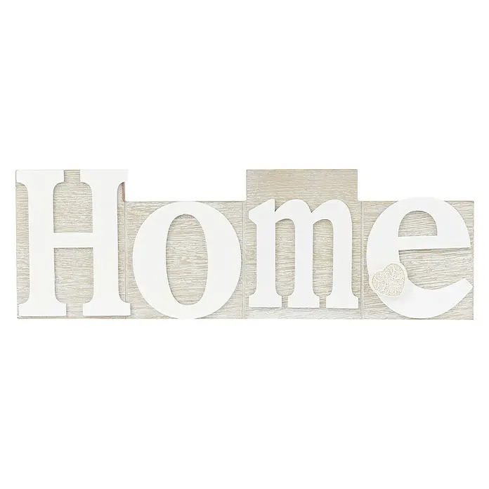 Letra Colgante Home marrón y blanco - 35,8 x 1,2 cm, Madera