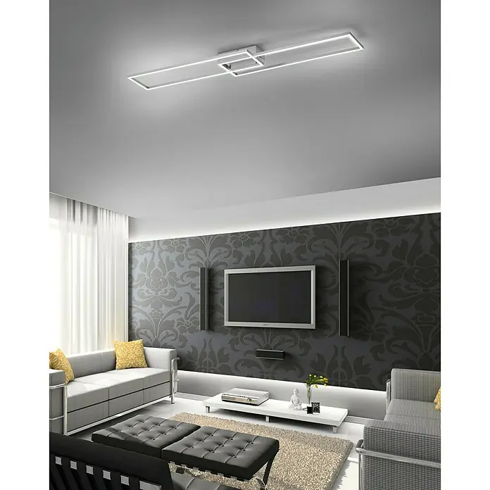 LeuchtenDirekt LED-Deckenleuchte Iven - 40 W, L x B x H: 110 x 25 x 7 cm, Stahl, Warmweiß