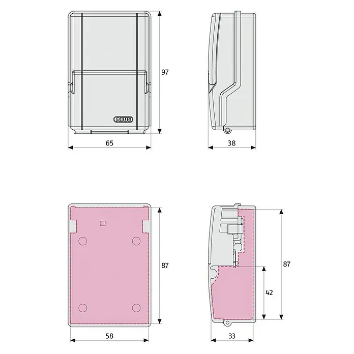Abus Schlüsselbox Key Garage 727 - Geeignet für: Bis zu 8 Schlüssel, L x B x H: 38 x 62 x 95 mm, Ohne Bügel
