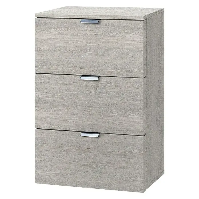 Express Möbel Nachttisch Carina - L x B x H: 42 x 40 x 61 cm, Platin, Anzahl Schubladen: 3 Stk. - Rechte Seitenansicht