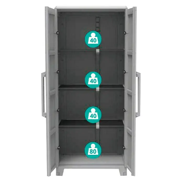 Terry Transforming Armario de PVC Modular 4 - L x An x Al: 43,6 x 78 x 184,4 cm, Capacidad de carga: 40 kg/balda