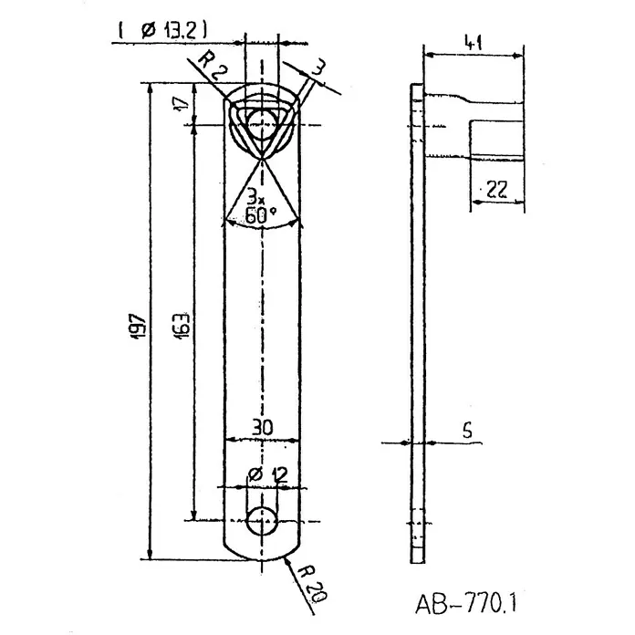 Stabilit Dreikantschlüssel - Dornmaß: 17 mm - Ansicht von oben