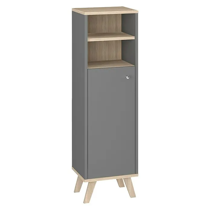 Madera Dodatni ormarić - 31 x 33 x 110,5 cm, 2 otvorena pretinca za odlaganje, Antracit-svijetli hrast - Pogled sprijeda