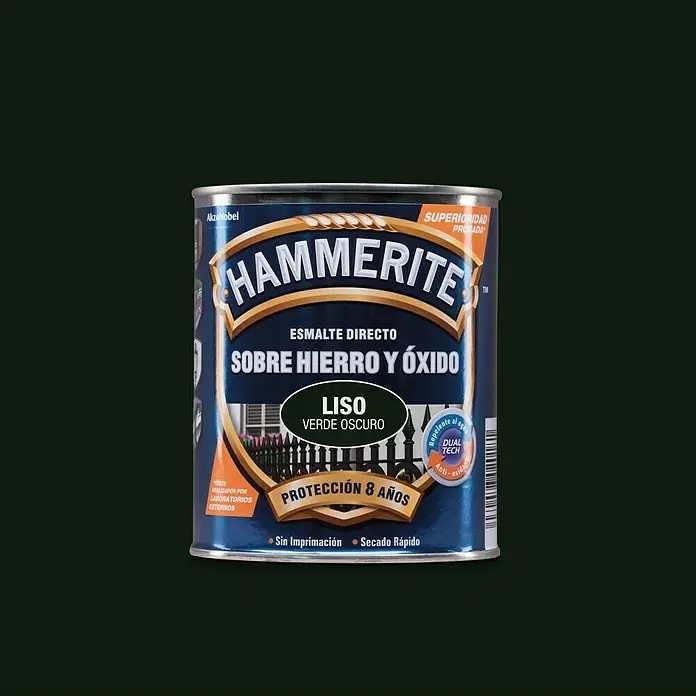 Hammerite Esmalte para metal Hierro y Óxido Liso - Verde oscuro, 750 ml, Liso