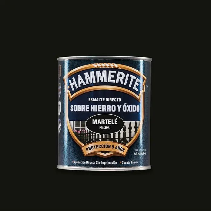 Hammerite Esmalte para metal Hierro y Óxido - Negro, 2,5 l, Martelé