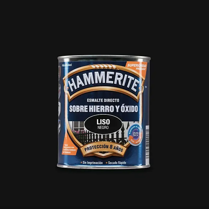 Hammerite Esmalte para metal Hierro y Óxido Liso - Negro, 2,5 l, Liso