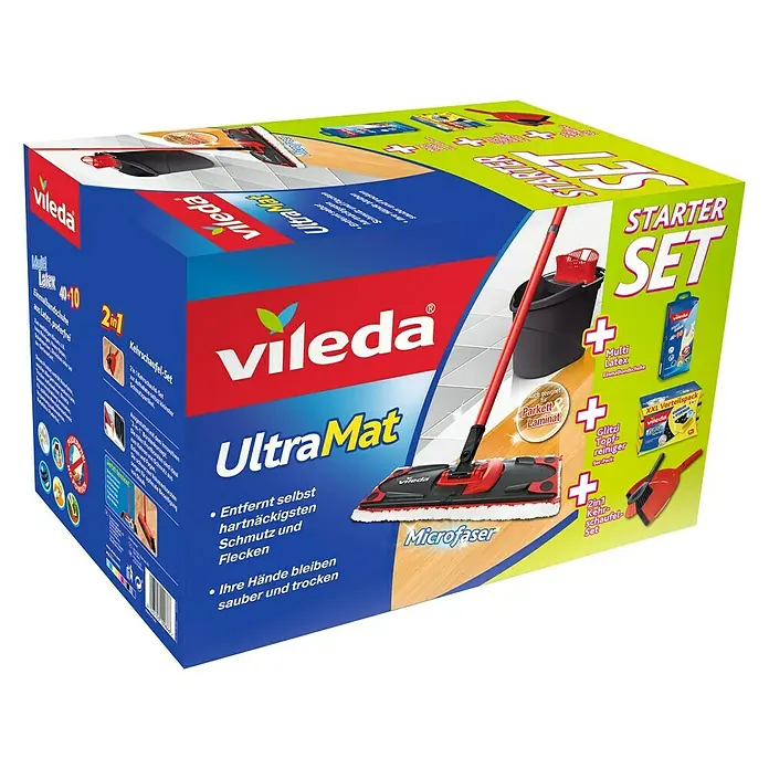 Vileda Ultramat Reinigungssystem & Eimer Starter-Set - Geeignet für: Feuchtreinigung, Mikrofaser