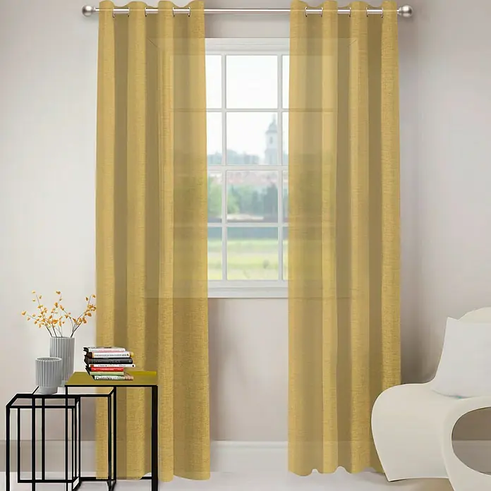 Visillo para ventana Toffy - 140 x 250 cm, 100% poliéster, Mostaza