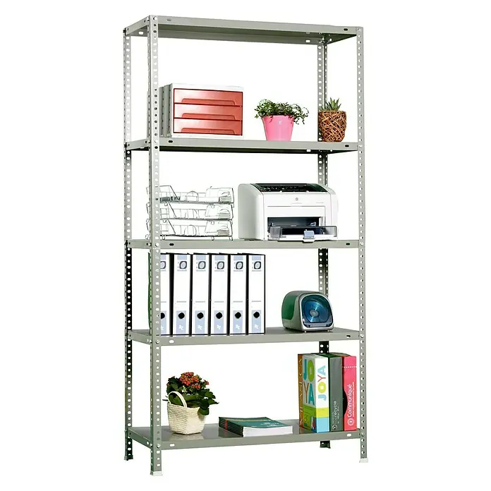 Simonrack Comfort Metallregal - L x B x H: 40 x 100 x 200 cm, Traglast: 100 kg/Boden, Anzahl Böden: 5 Stk., Schrauben, Grau