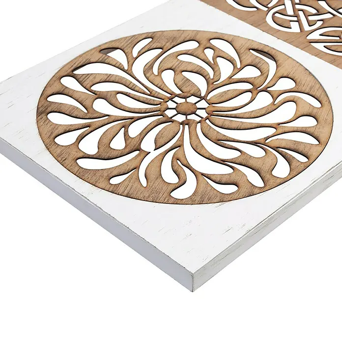 Cuadro de madera Mandala acero - Étnico, An x Al: 150 x 40 cm