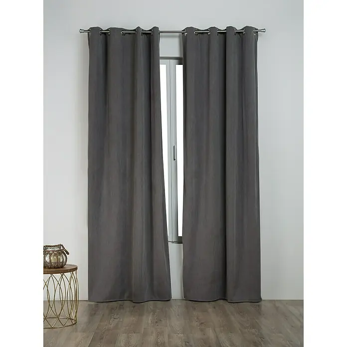 Cortina con ollaos Derby - 140 x 270 cm, 100% poliéster, Gris