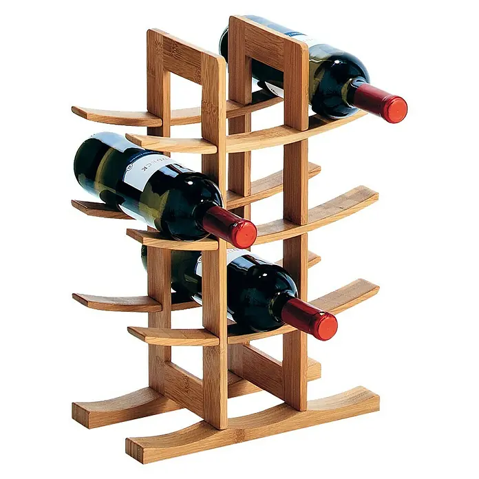 Zeller Present Weinregal Bamboo - L x B x H: 29 x 16 x 42 cm, Anzahl Flaschen: 12 Stk., Naturmaterialien - Linke Seitenansicht