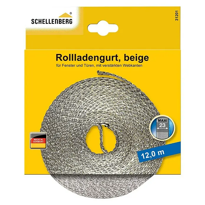 Schellenberg Rollladengurt Maxi - Beige, Länge: 12 m, Gurtbreite: 23 mm - Vorderansicht