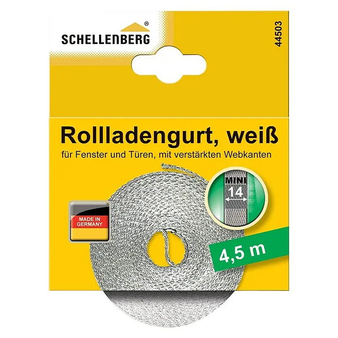 Schellenberg Rollladengurt Mini - 4,5 m, Breite: 14 mm, Weiß - Vorderansicht