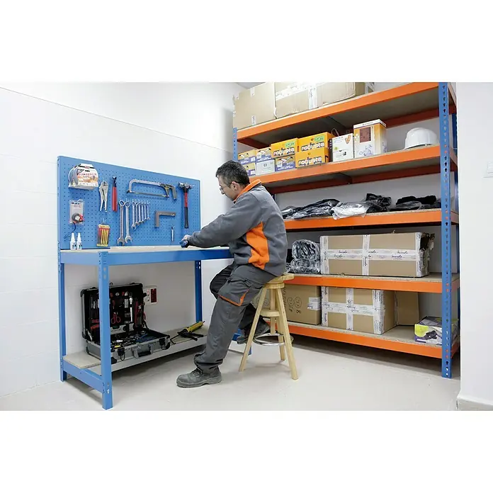 Simonrack Simonwork Werkbank BT2 900 - L x B x H: 61 x 91 x 144,5 cm, Anzahl Schubladen: 0 Stk., Blau - Ansicht von oben