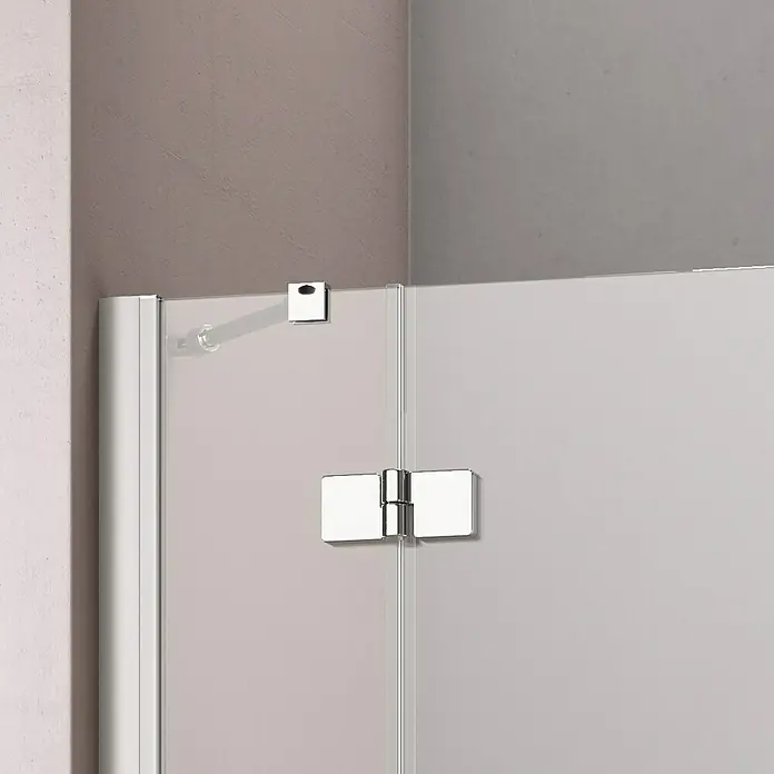 GEO Hit Eckdusche B-E430 - 100 x 90 x 202,2 cm, Unbeschichtet, Stärke: 6 mm, Silber - Vorderansicht