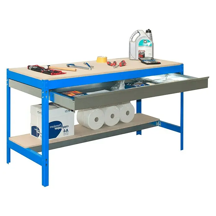 Simonrack Simonwork Werkbank BT0 Box 1200 - L x B x H: 76 x 121 x 84,2 cm, Traglast: 885 kg, Blau - Ansicht von oben
