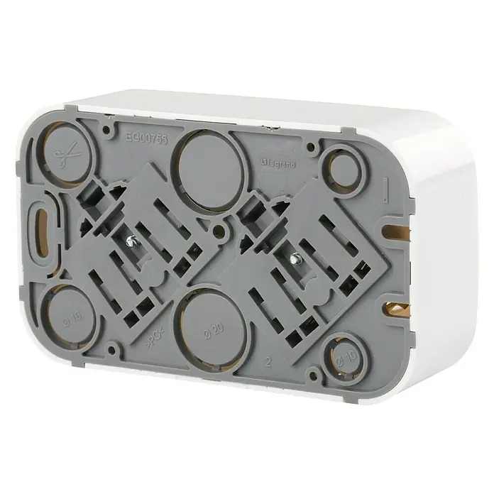 Legrand Steckdose - Weiß, 2-fach, Kunststoff, IP21, Aufputz