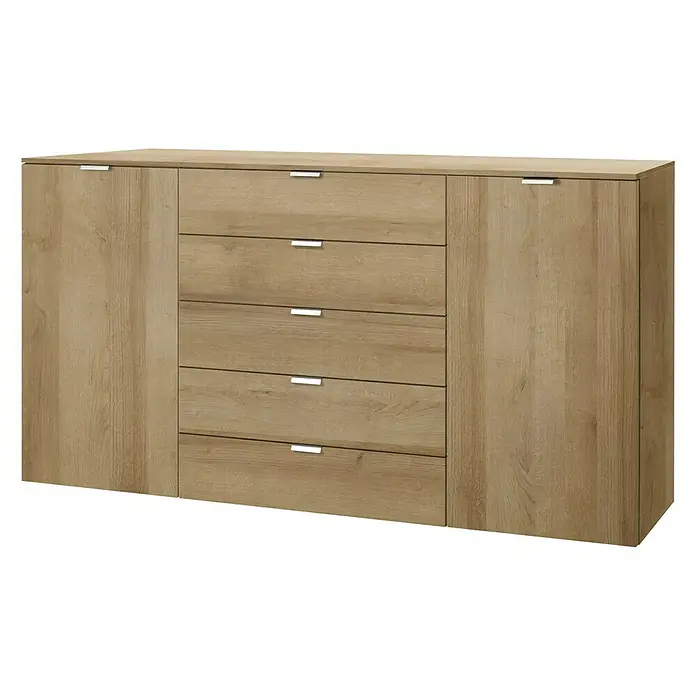 Express Möbel Sideboard Carina - L x B x H: 42 x 180 x 100 cm, Riviera Eiche, Anzahl Schubladen: 5 Stk., Mit 2 Türen - Rechte Seitenansicht