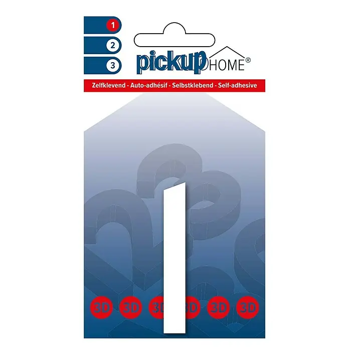 Pickup 3D Home Kućni broj Rio - Visina: 6 cm, Motiv: 1, Bijele boje, Plastika, Samoljepljivo