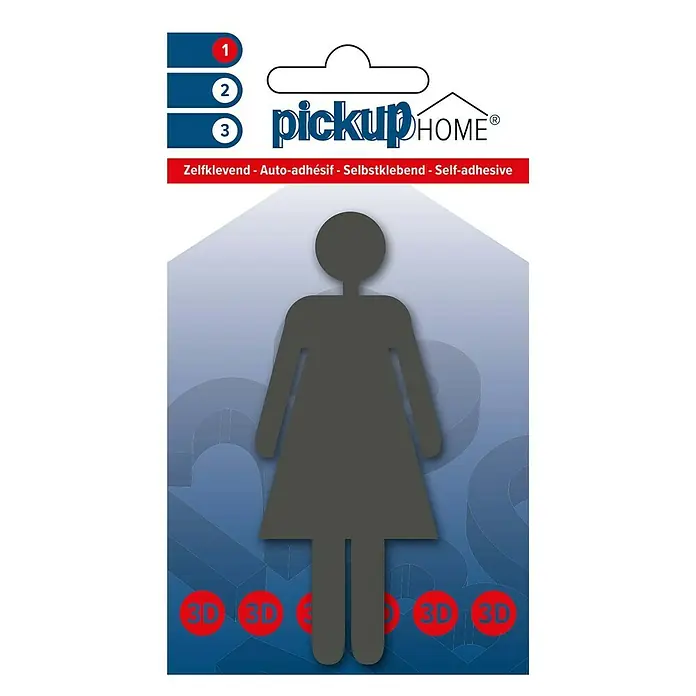 Pickup 3D Home Naljepnica za WC - Motiv: Gospođe, Sive boje, Visina: 10 cm