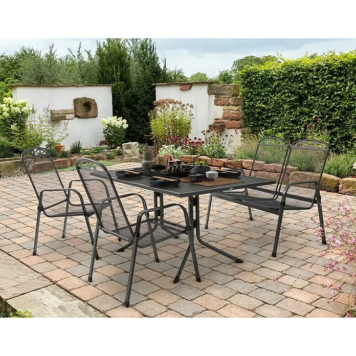 Gartenstuhl - Eisengrau, Breite: 57 cm