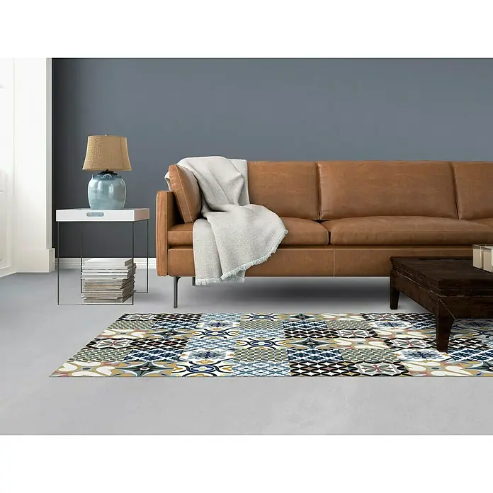 Alfombra de vinilo Croma hidraúlico - Multicolor, 150 x 80 cm