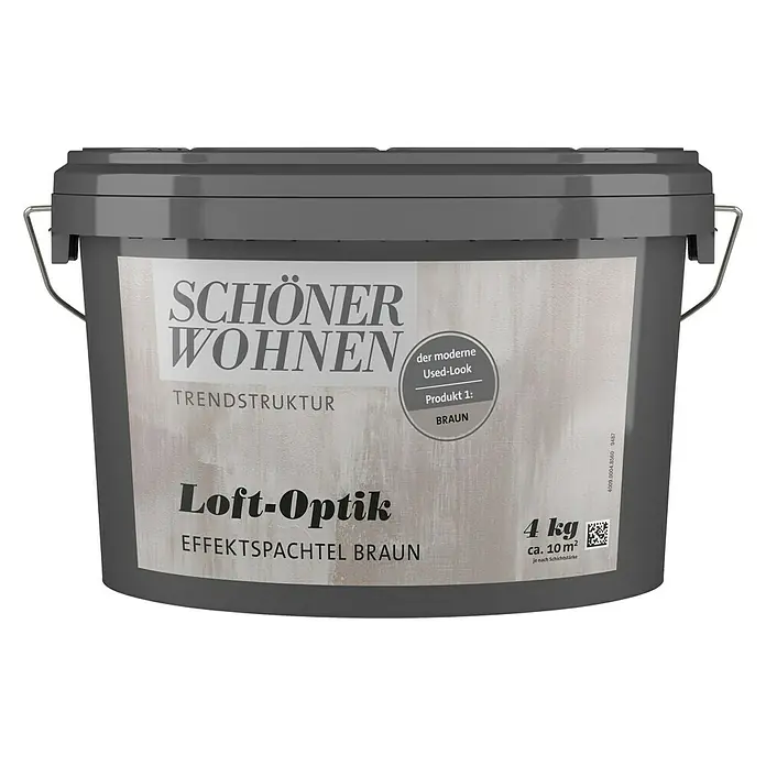 SCHÖNER WOHNEN-Farbe Trendstruktur Effektspachtel - Loft-Optik, 4 kg, Braun - Vorderansicht
